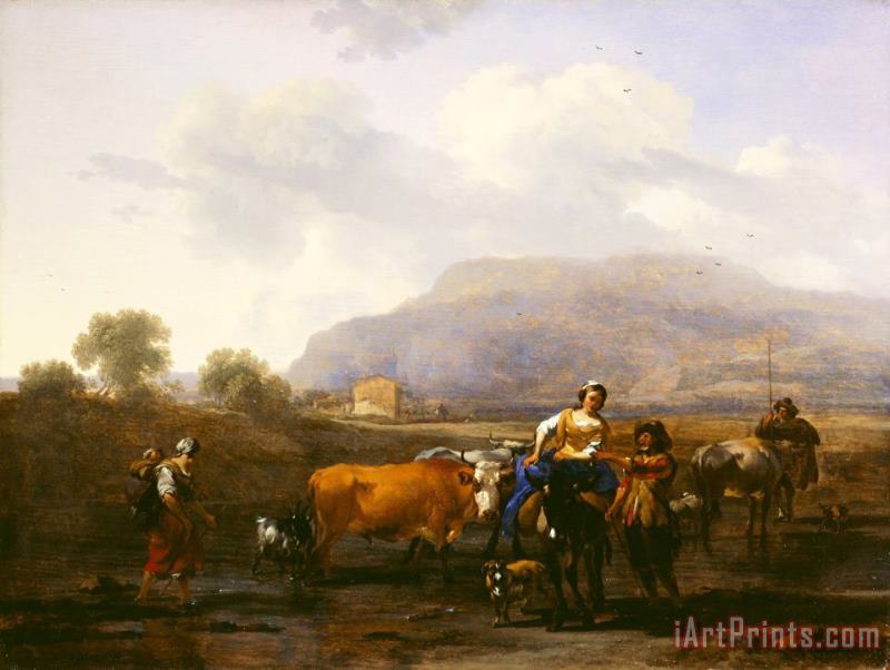 Travelling Peasants (le Soir) painting - Nicolaes Pietersz Berchem Travelling Peasants (le Soir) Art Print
