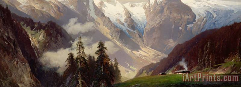 Mountain Landscape with the Grossglockner painting - Nicolai Astudin Mountain Landscape with the Grossglockner Art Print
