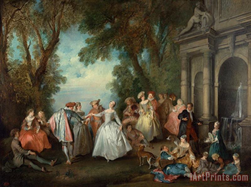 Dance Before a Fountain painting - Nicolas Lancret Dance Before a Fountain Art Print