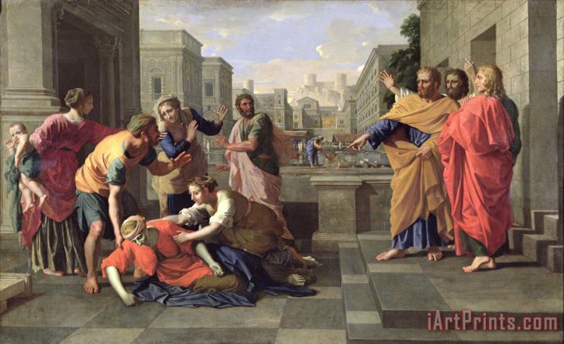 The Death of Sapphira painting - Nicolas Poussin The Death of Sapphira Art Print
