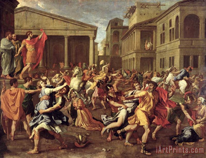 The Rape of the Sabines painting - Nicolas Poussin The Rape of the Sabines Art Print