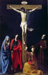 Nicolas Tournier Christ on the Cross with the Virgin Mary Magdalene St John and St Francis of Paola