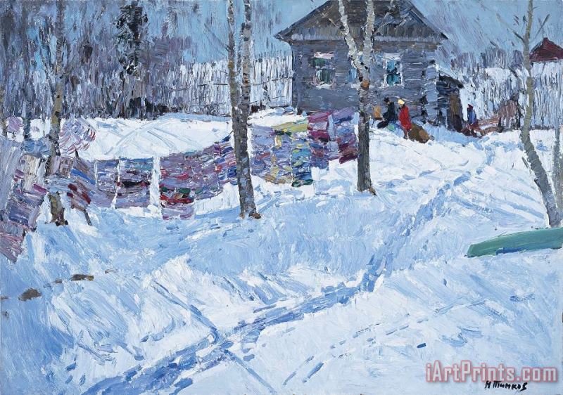 Nikolai Efimovich Timkov Winter Laundry Line Art Print