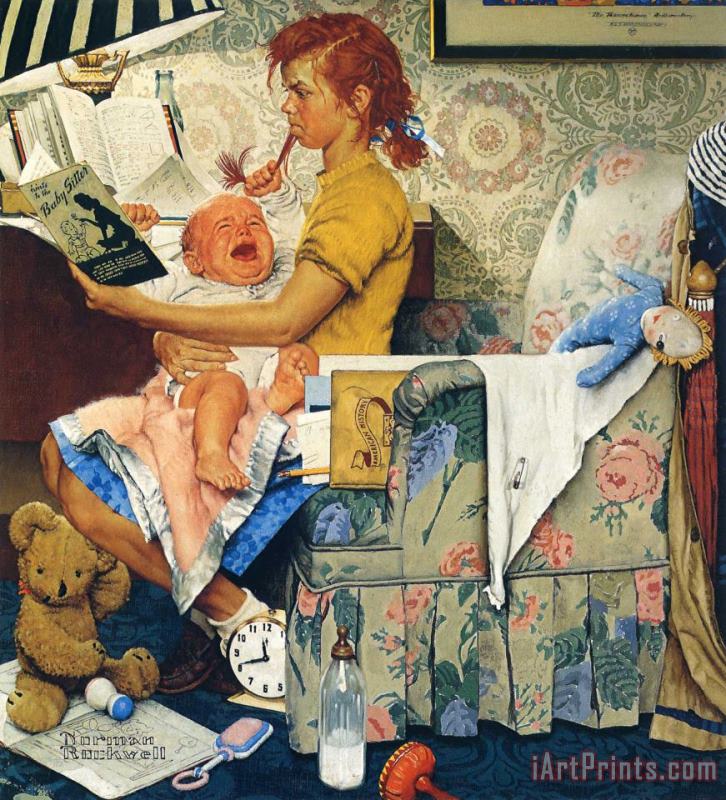 Norman Rockwell Babysitter Art Painting