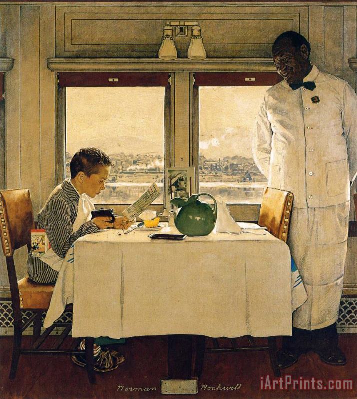 Norman Rockwell Boy in a Dining Car 1947 Art Print