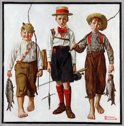Norman Rockwell Fishing Trip, They'll Be Coming Back Next Week 1919 Art  Print for sale 