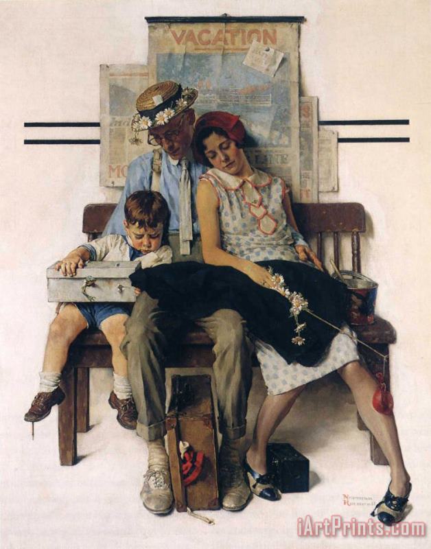 Norman Rockwell Family Home From Vacation Art Print