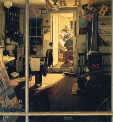 Norman Rockwell Shuffleton's Barbershop 1950