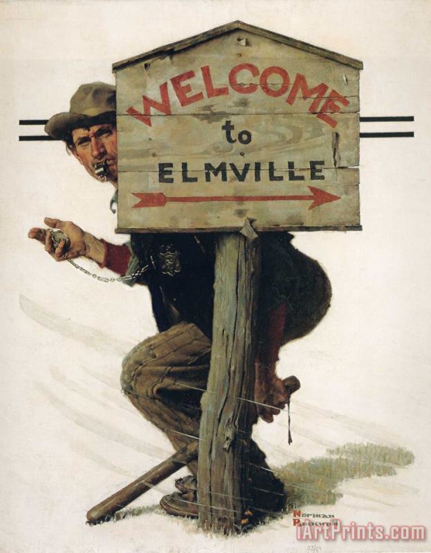 Trap in Elmville painting - Norman Rockwell Trap in Elmville Art Print