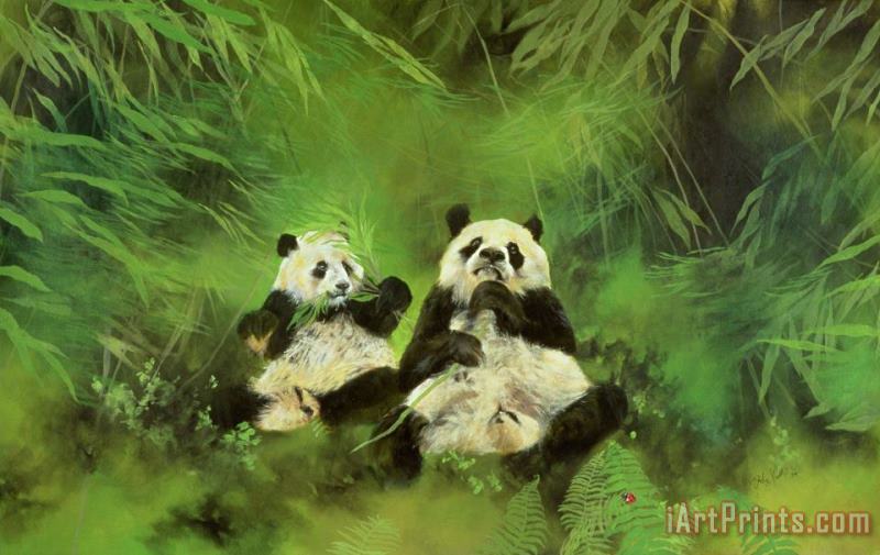 Pandas painting - Odile Kidd Pandas Art Print