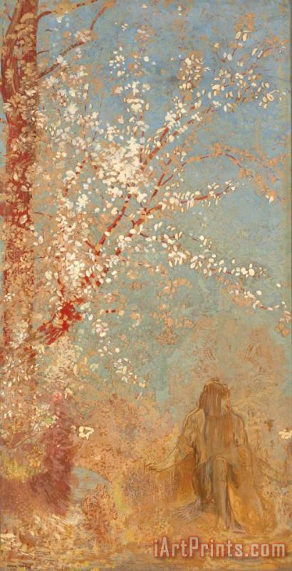 Figure Under a Blossoming Tree painting - Odilon Redon Figure Under a Blossoming Tree Art Print