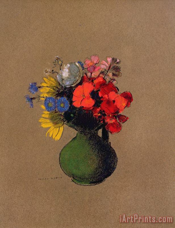 Odilon Redon Geraniums And Flowers Of The Field Art Print