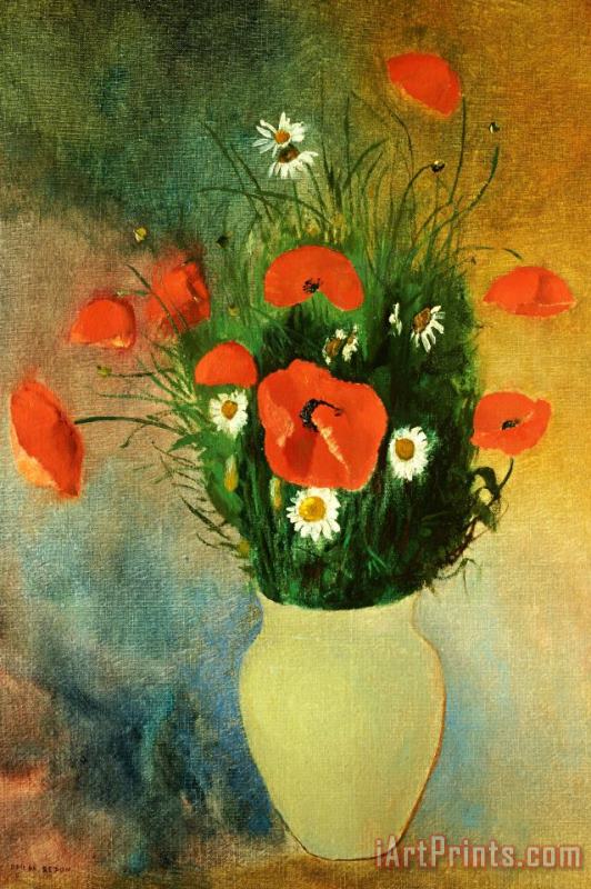 Odilon Redon Poppies And Daisies Art Painting