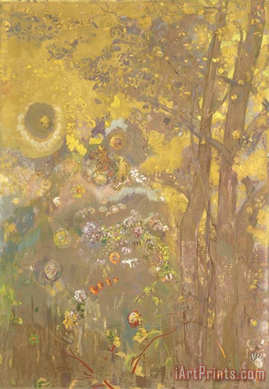 Odilon Redon Trees on a Yellow Background Art Painting