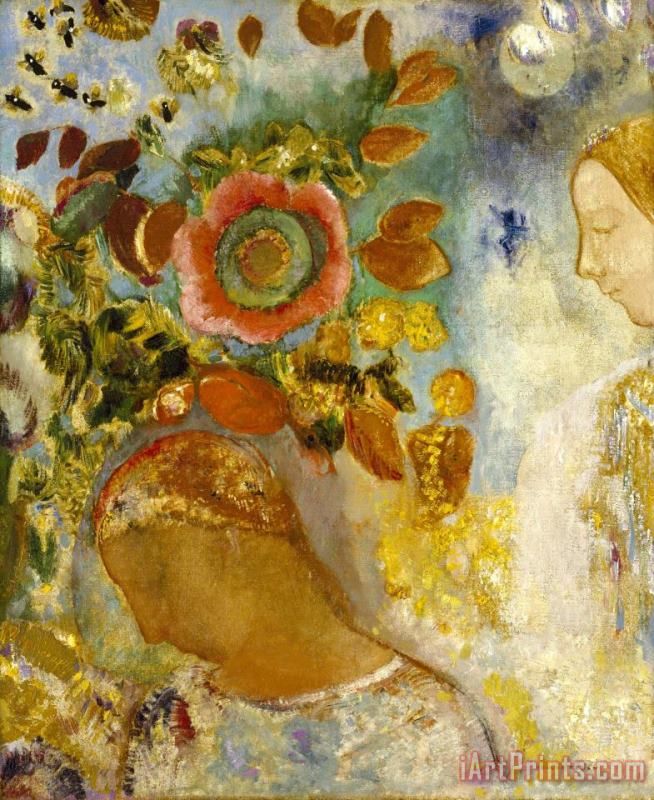 Odilon Redon Two Young Girls Among Flowers, 1912 Art Painting
