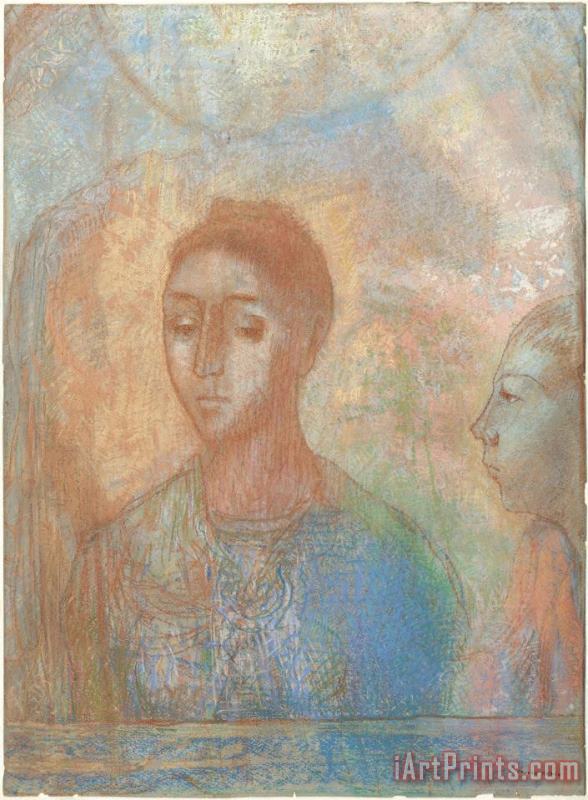 Odilon Redon Woman And Child (mujer Y Nino) Art Print