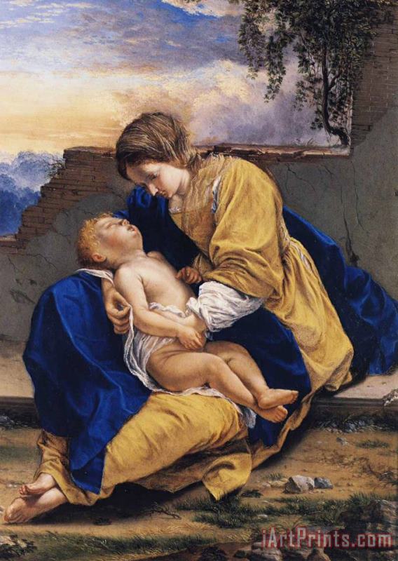 Madonna And Child in a Landscape painting - Orazio Gentleschi Madonna And Child in a Landscape Art Print