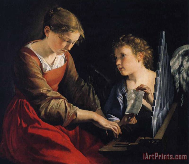Saint Cecilia with an Angel painting - Orazio Gentleschi Saint Cecilia with an Angel Art Print