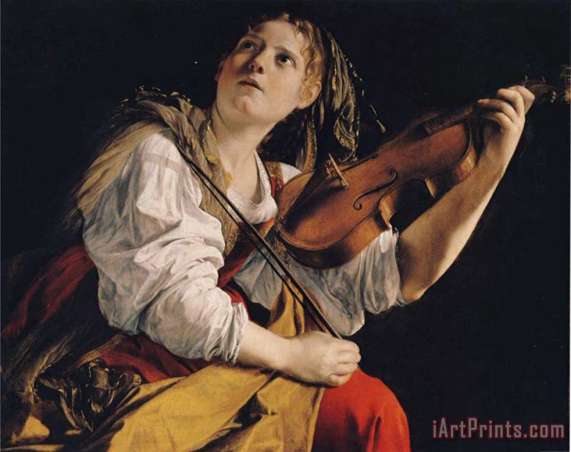 Young Woman Playing a Violin painting - Orazio Gentleschi Young Woman Playing a Violin Art Print