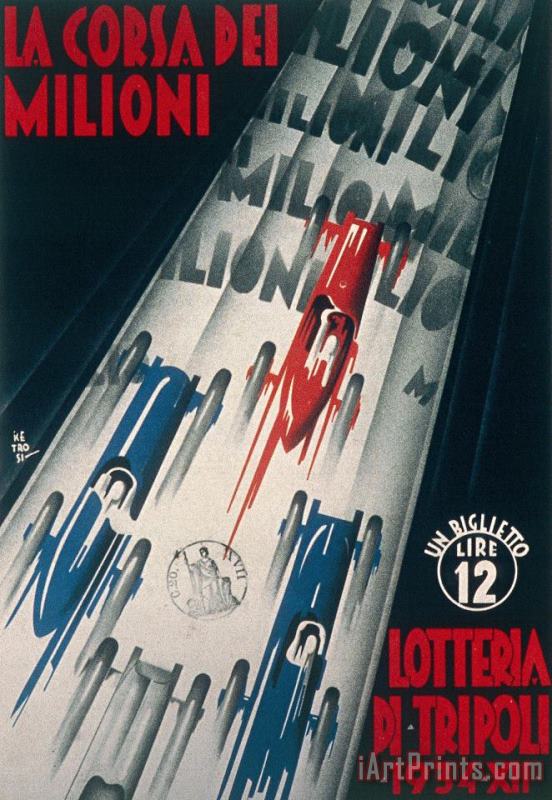 Others Advertisement For Lottery Of Tripoli Grand Prix Art Print
