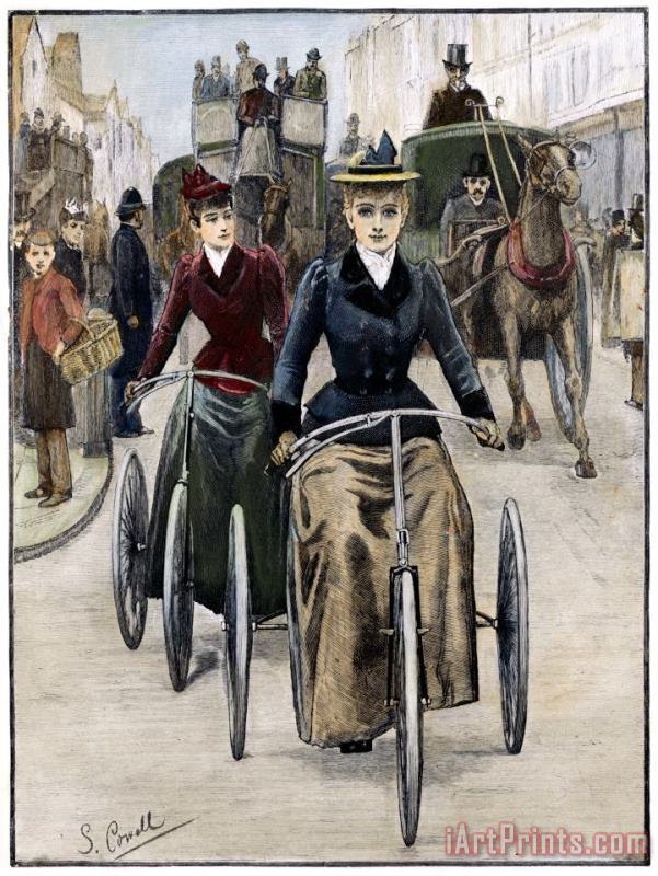 Bicycling Women, 1892 painting - Others Bicycling Women, 1892 Art Print