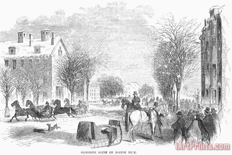 Boston: Sleighing, 1855 painting - Others Boston: Sleighing, 1855 Art Print