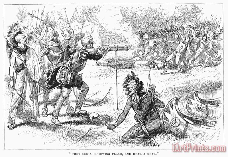 Champlain Fighting Native Americans painting - Others Champlain Fighting Native Americans Art Print