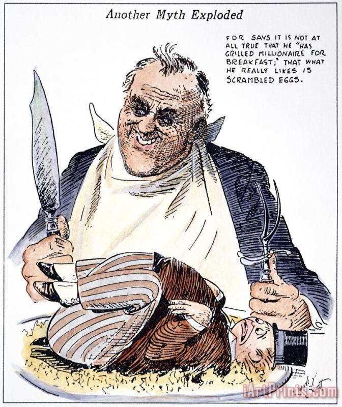 Others F.d. Roosevelt Cartoon Art Painting