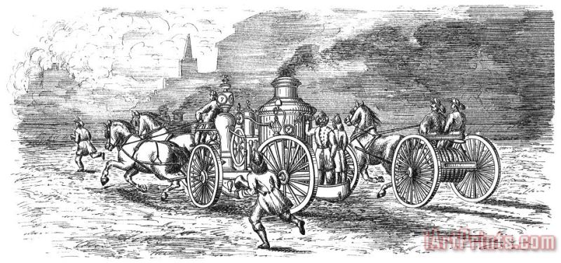 Others FIRE ENGINE, 19th CENTURY Art Painting