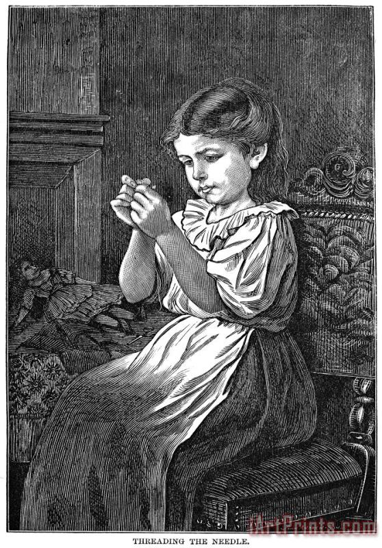 Girl Sewing, 1873 painting - Others Girl Sewing, 1873 Art Print