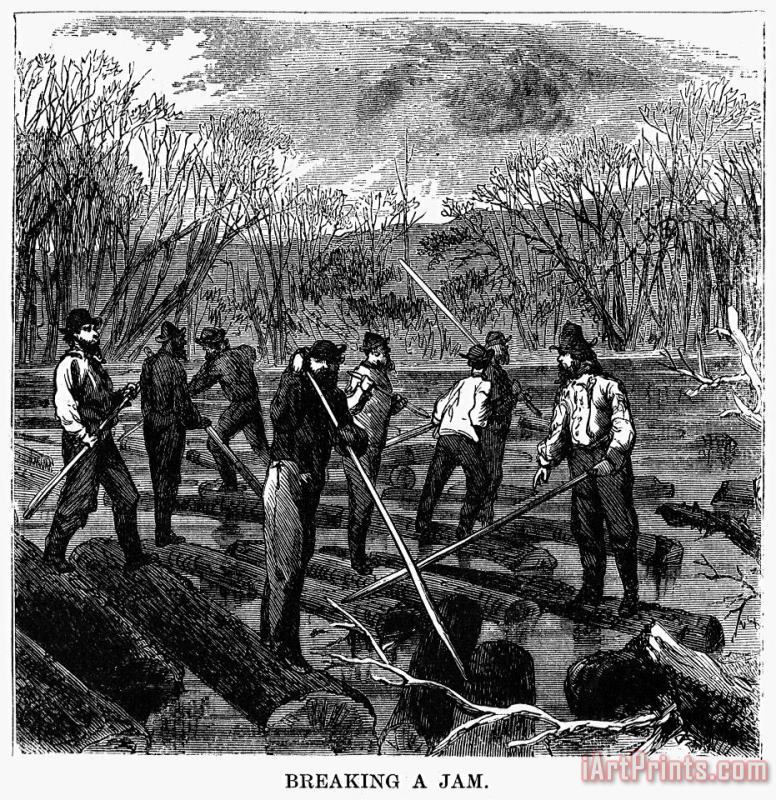 Lumbering: Log Drive, 1868 painting - Others Lumbering: Log Drive, 1868 Art Print