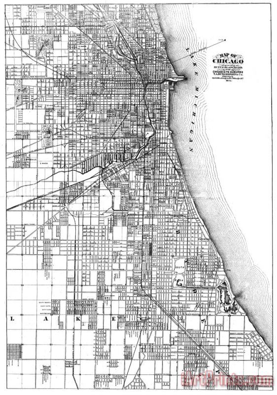 Others Map: Chicago, 1874 Art Print