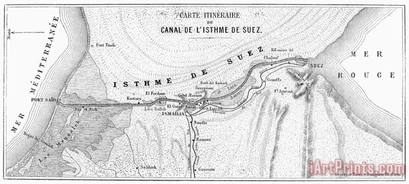 Map: Suez Canal, 1869 painting - Others Map: Suez Canal, 1869 Art Print