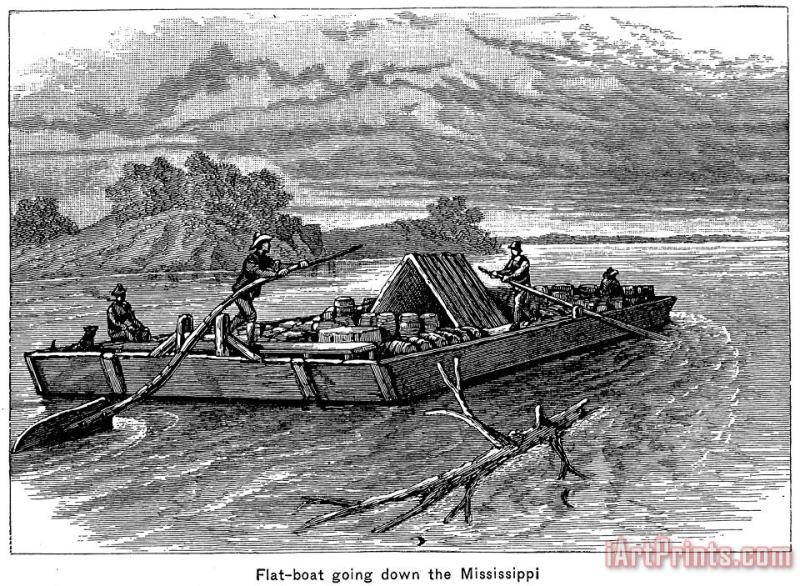 Mississippi: Flatboat painting - Others Mississippi: Flatboat Art Print