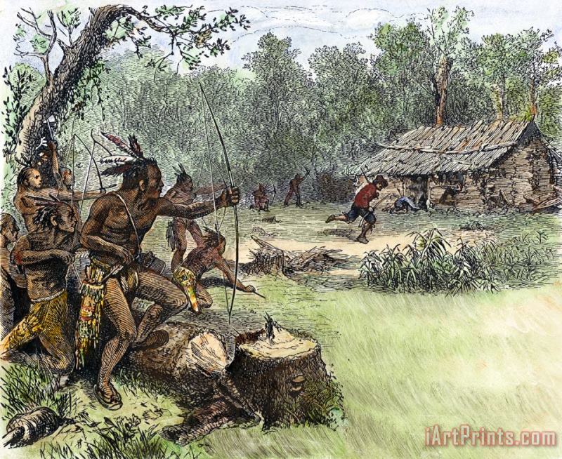 Others NATIVE AMERICAN ATTACK, c1640 Art Print