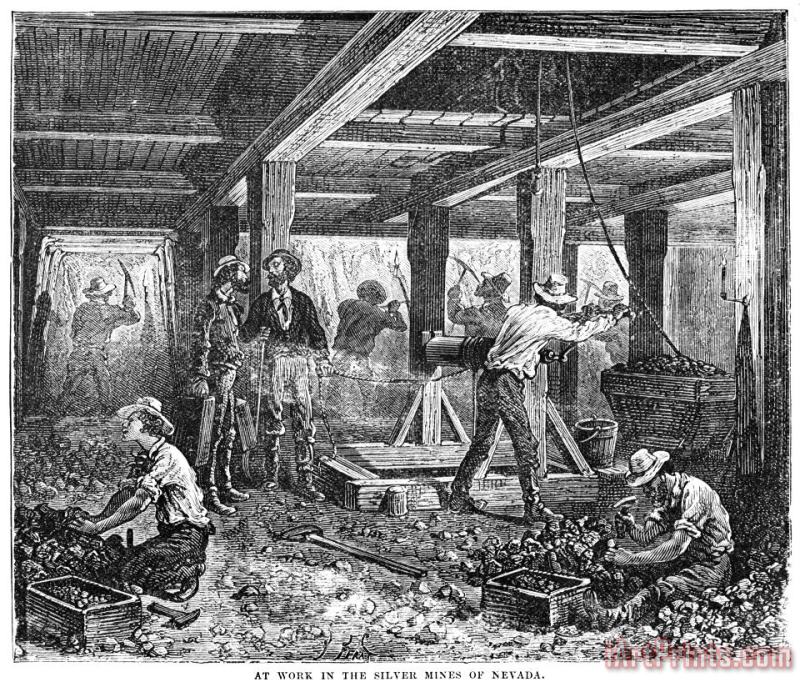Others NEVADA SILVER MINE, c1880 Art Painting