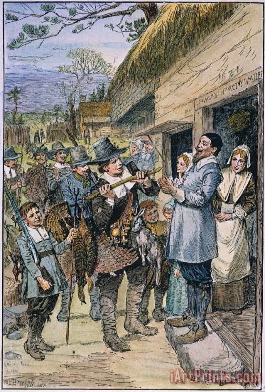 Pilgrims: Thanksgiving, 1621 painting - Others Pilgrims: Thanksgiving, 1621 Art Print