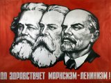 Poster depicting Karl Marx Friedrich Engels and Lenin