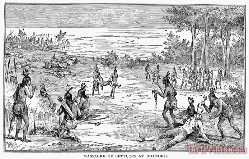 Others Roanoke: Native American Massacre Art Painting
