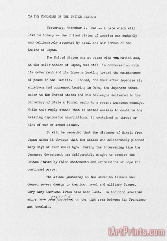 Others Roosevelt Speech, 1941 Art Print