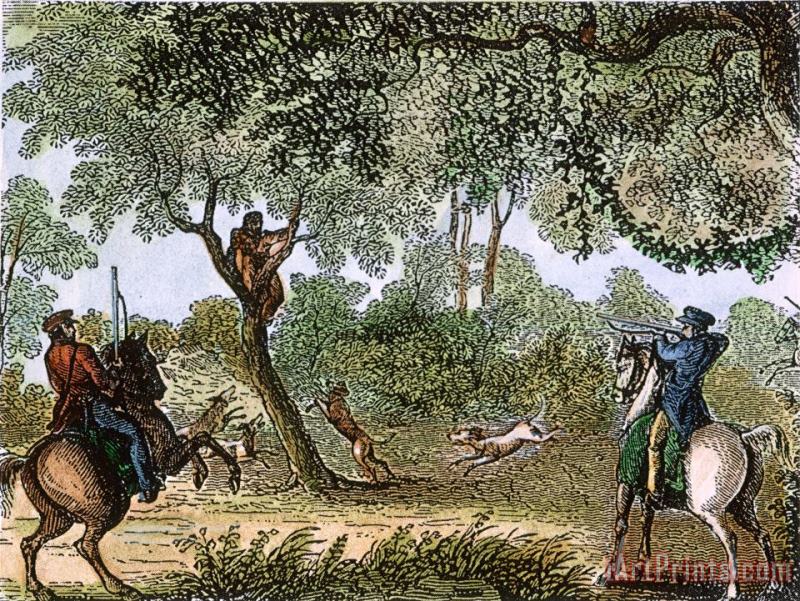 RUNAWAY SLAVE HUNT, c1860 painting - Others RUNAWAY SLAVE HUNT, c1860 Art Print
