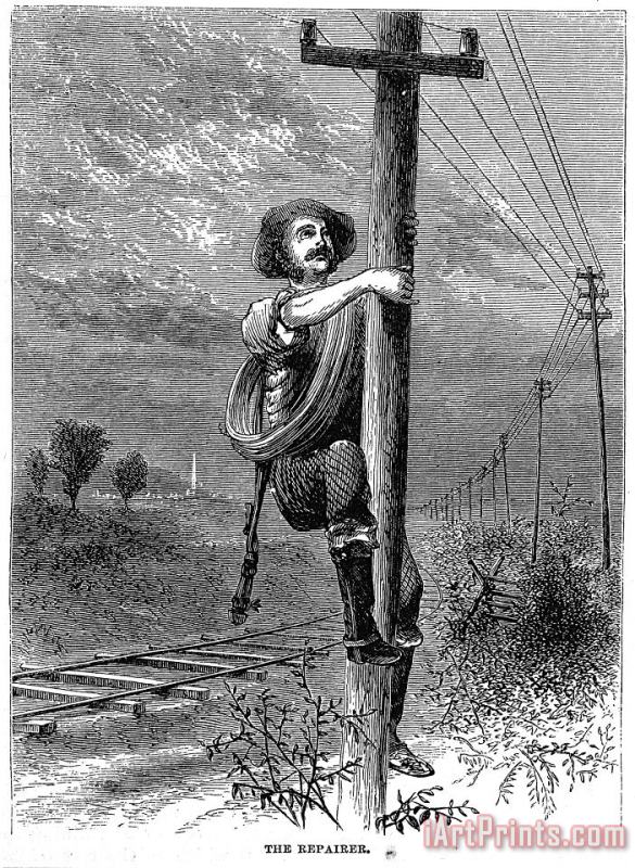 Others Telegraph Repair Man, 1873 Art Painting