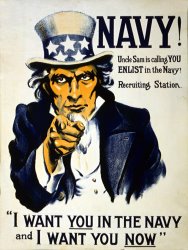 Others World War I 1914 1918 American Recruitment Poster 1917 Navy Uncle Sam Is Calling You painting