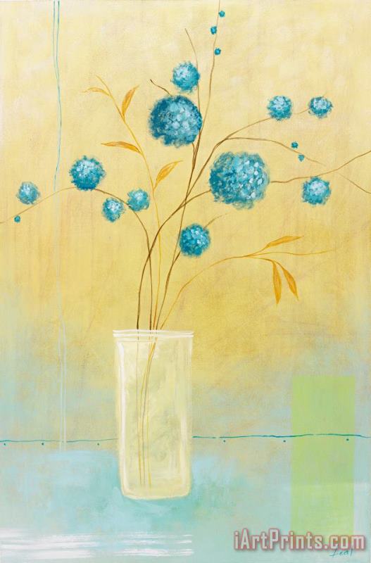 Blue Flowers painting - Pablo Esteban Blue Flowers Art Print