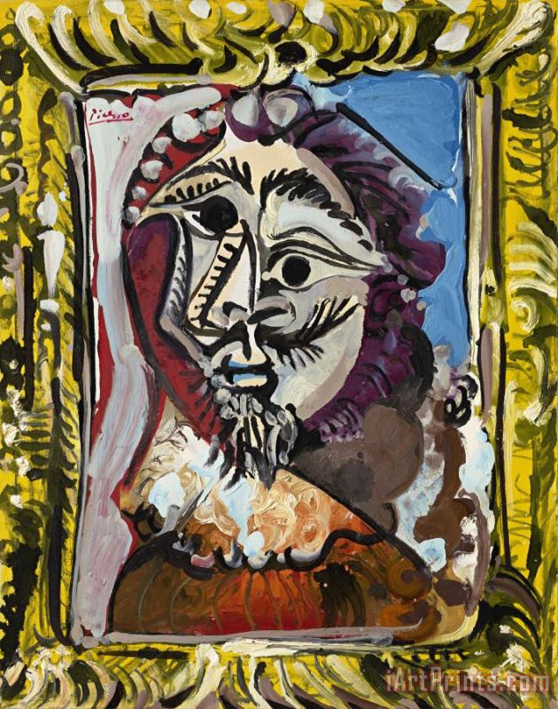 Pablo Picasso Buste D'homme Dans Un Cadre Art Painting