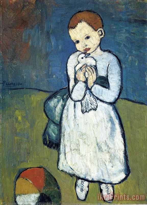 Child with Dove 1901 painting - Pablo Picasso Child with Dove 1901 Art Print
