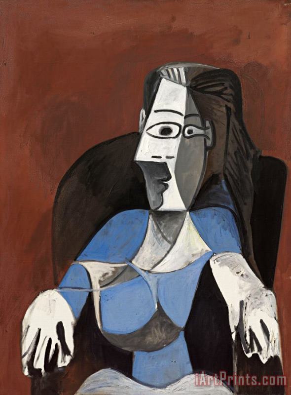 Femme Assise Dans Un Fauteuil Noir (jacqueline) painting - Pablo Picasso Femme Assise Dans Un Fauteuil Noir (jacqueline) Art Print
