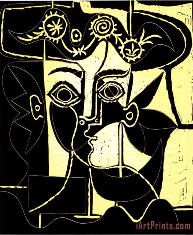 Femme Au Chapeau Orne C 1962 painting - Pablo Picasso Femme Au Chapeau Orne C 1962 Art Print