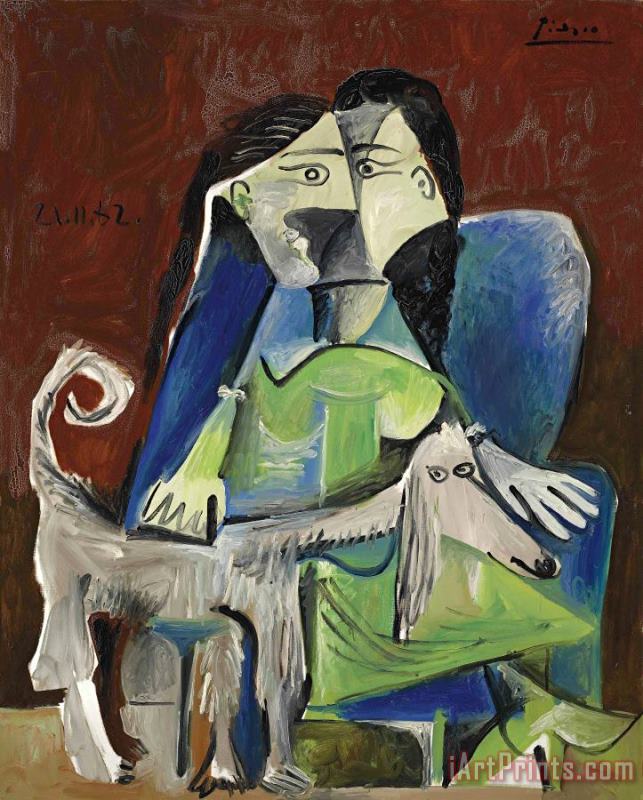 Pablo Picasso Femme Au Chien Art Print