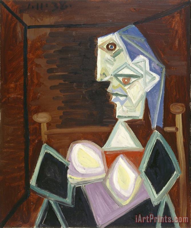 Pablo Picasso Femme De Profil Gauche a La Chevelure Bleue Art Painting